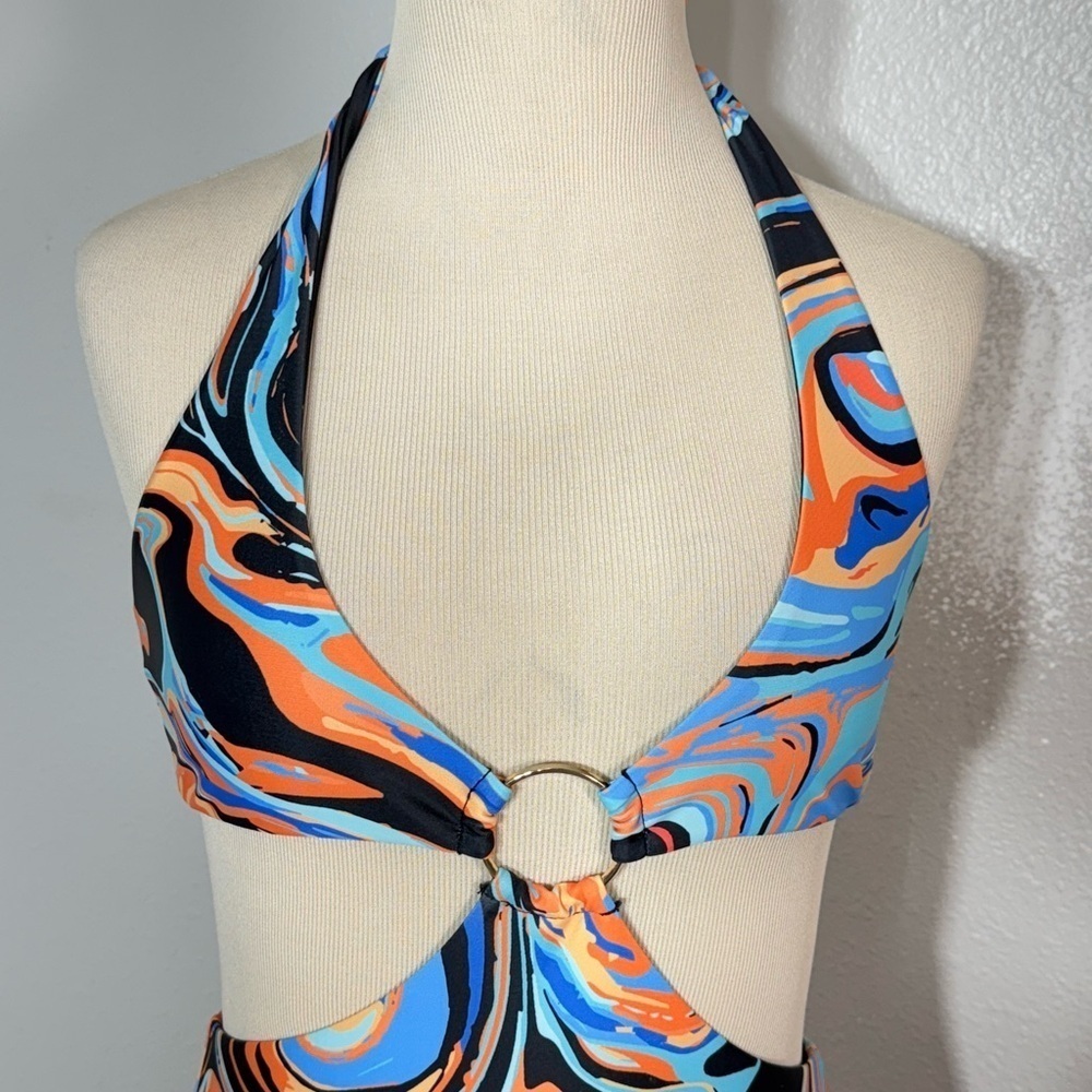 White Fox Boutique Like No Other Mini Dress size small orange/blue/black - Picture 9 of 14